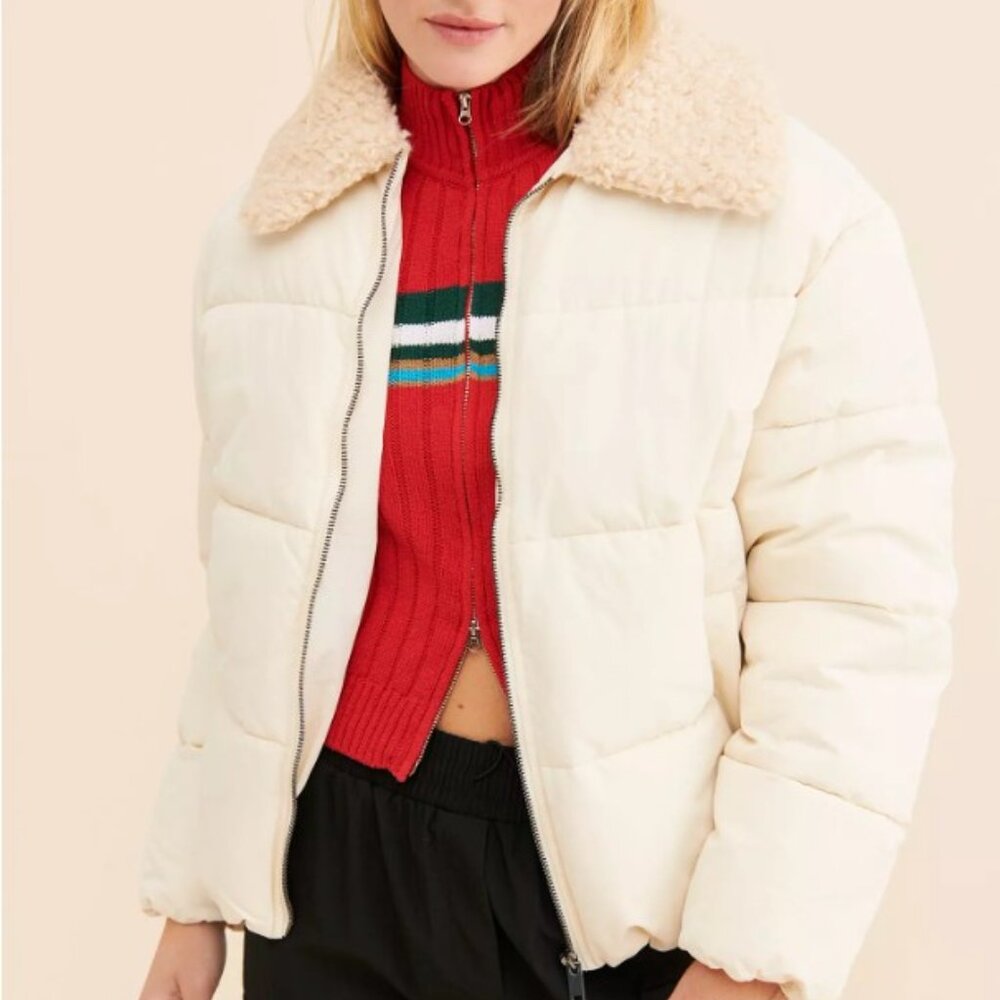 UO Duckie Faux Shearling Collar Puffer Jacket